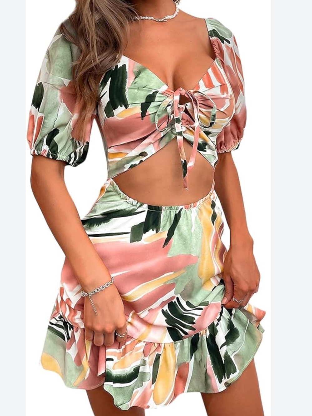 Abstract print tie dye colorful dress